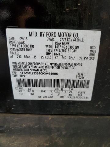 1FM5K7D84GGA94986 Ford EXPLORER XLT