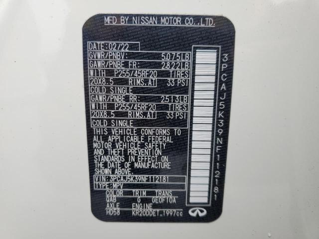 2022 INFINITI QX55 ESSEN 3PCAJ5K39NF112181