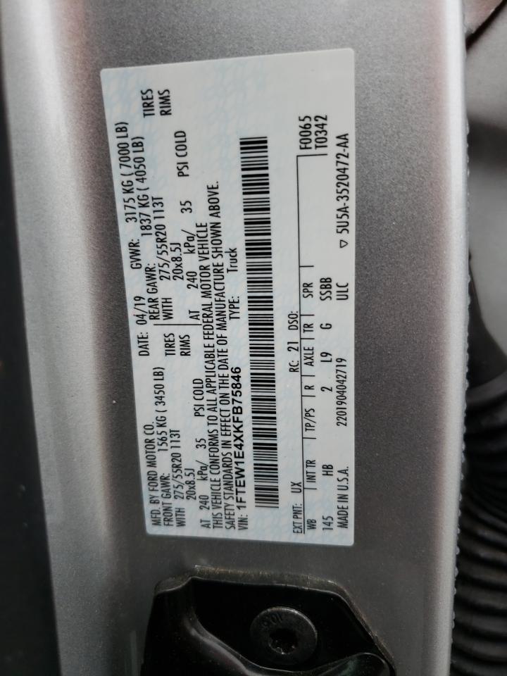 1FTEW1E4XKFB75846 FORD All Models 2019