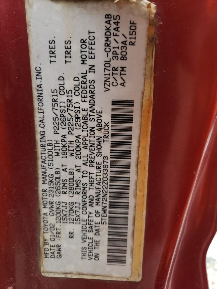 5TEWN72N22Z033873 2002 Toyota Tacoma Xtracab