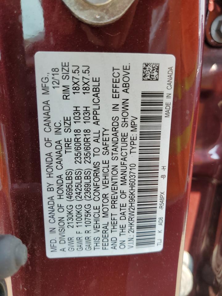 2HKRW2H96KH603710 HONDA CRV 2019