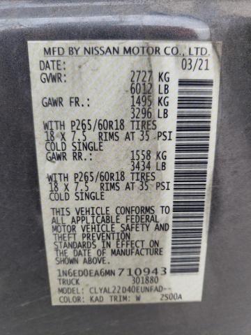 1N6ED0EA6MN710943 Nissan FRONTIER S