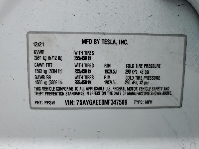 7SAYGAEE0NF347509 Tesla Model Y