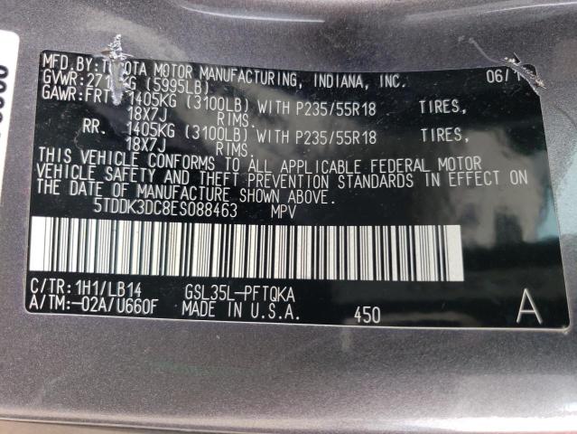 5TDDK3DC8ES088463 | 2014 TOYOTA SIENNA XLE