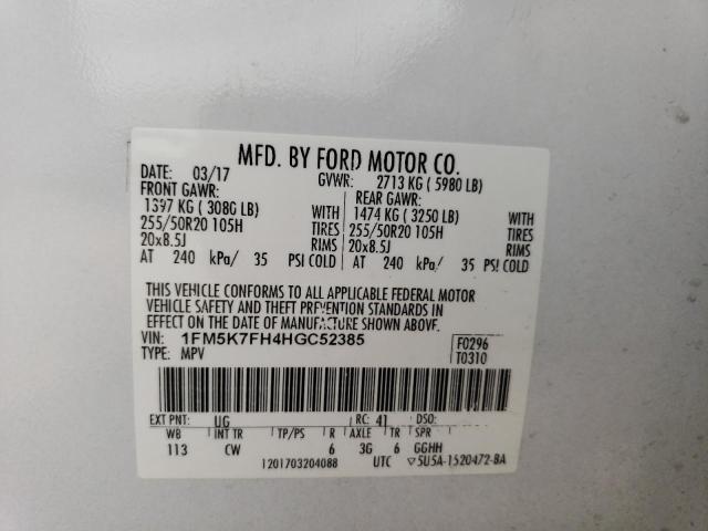 1FM5K7FH4HGC52385 Ford Explorer Limited