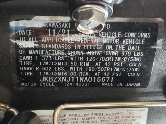 2022 KAWASAKI ZX1400 J - JKBZXNJ11NA015671