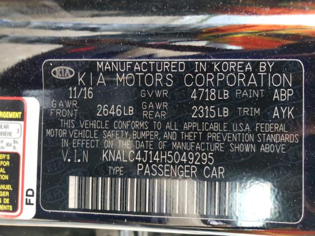 2017 KIA CADENZA PR - KNALC4J14H5049295
