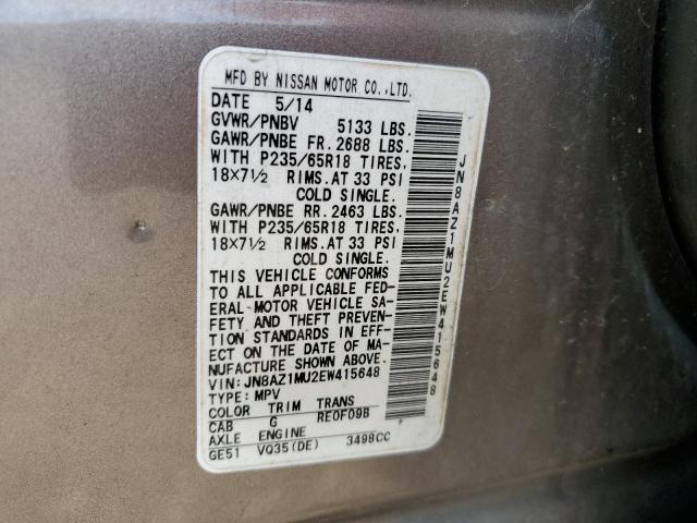 JN8AZ1MU2EW415648 Nissan MURANO S