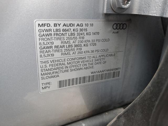 VIN WA1AAAF74KD012671 2019 Audi Q7, Premium no.12