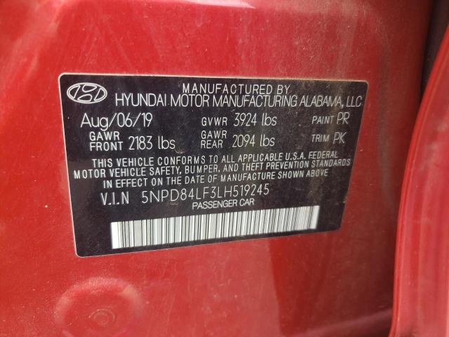 VIN 5NPD84LF3LH519245 2020 HYUNDAI ELANTRA no.12