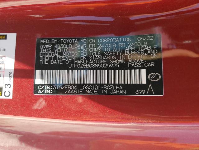 2022 LEXUS RC 350 BAS JTHGZ5BC8N5025925