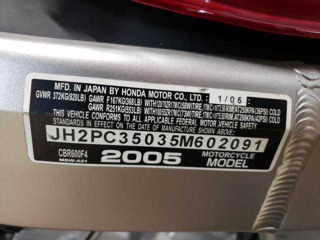 2005 HONDA CBR 600 - JH2PC35035M602091