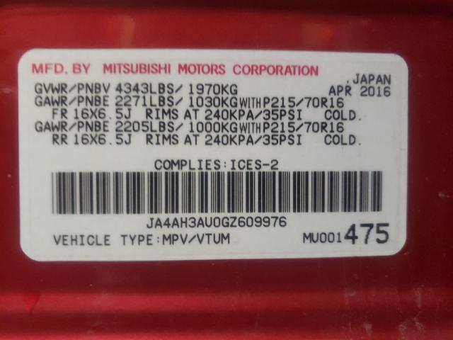 2016 MITSUBISHI RVR SE JA4AH3AU0GZ609976