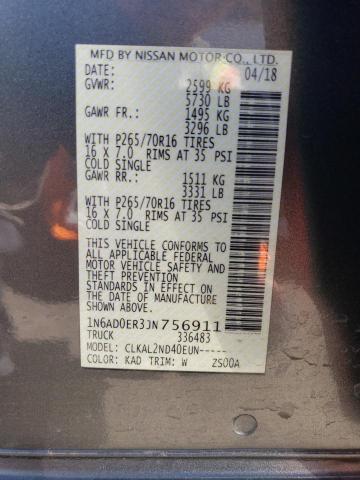 1N6AD0ER3JN756911 Nissan FRONTIER S