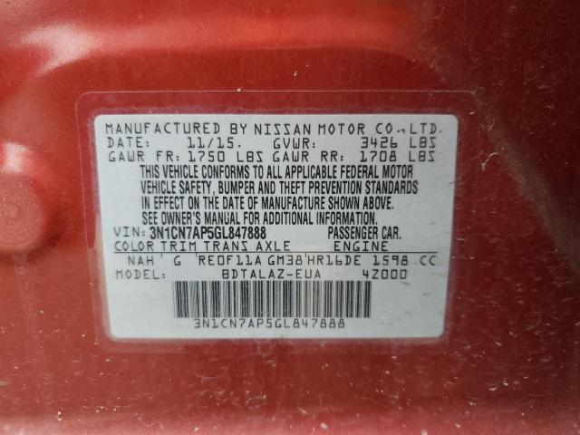 3N1CN7AP5GL847888 Nissan VERSA S