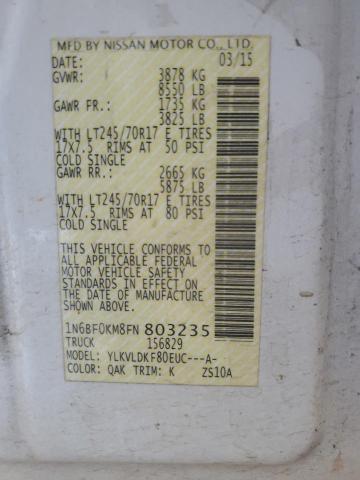 2015 NISSAN NV 1500 - 1N6BF0KM8FN803235