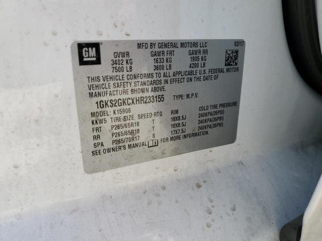 1GKS2GKCXHR233155 GMC Yukon Xl K1500 Slt