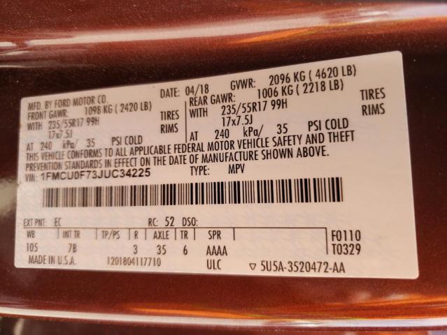 1FMCU0F73JUC34225 Ford ESCAPE S