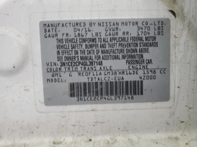3N1CE2CP4GL397148 Nissan Versa Note S