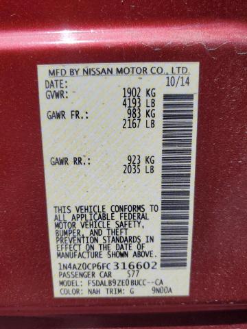 1N4AZ0CP6FC316602 Nissan LEAF S