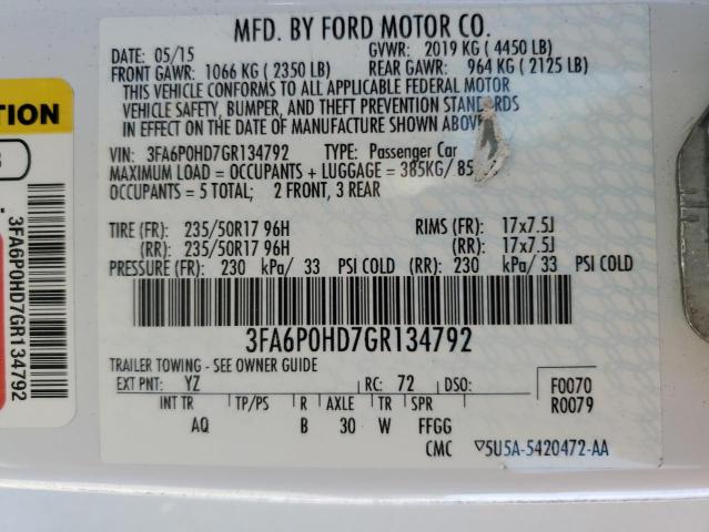 3FA6P0HD7GR134792 Ford FUSION SE
