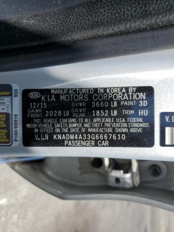 KNADM4A33G6667610 KIA RIO LX