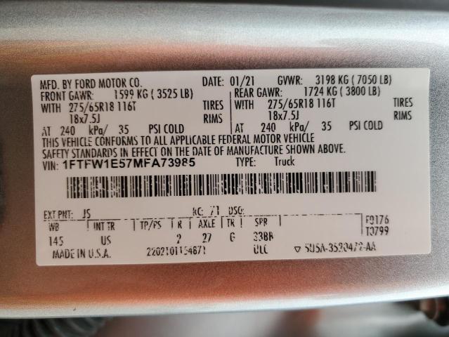 1FTFW1E57MFA73985 Ford F150 Supercrew