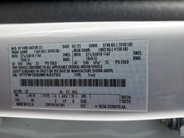 1FTFW1E80MFA53703 Ford F150 Supercrew