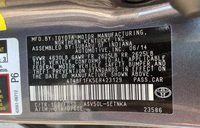 4T4BF1FK5ER423129 Toyota CAMRY L