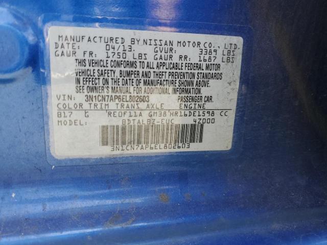 3N1CN7AP6EL802603 Nissan VERSA S