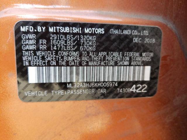 ML32A3HJ6KH005974 Mitsubishi MIRAGE ES