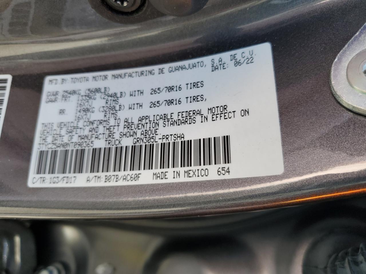 3TYCZ5AN0NT090365 TOYOTA TACOMA 2022