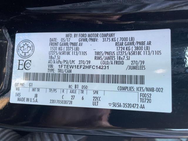 1FTEW1EF2HFC14231 Ford F150 Supercrew