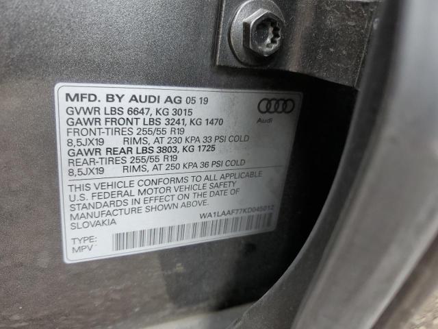 WA1LAAF77KD045012 2019 AUDI Q7, photo no. 13