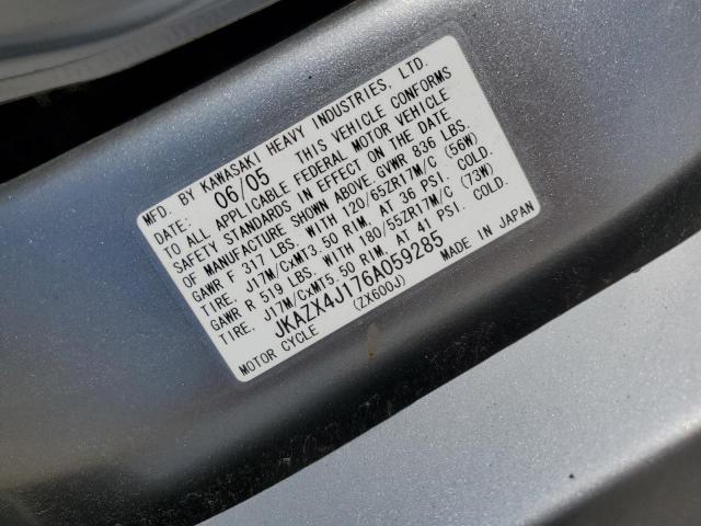 2006 KAWASAKI ZX600 J1 - JKAZX4J176A059285