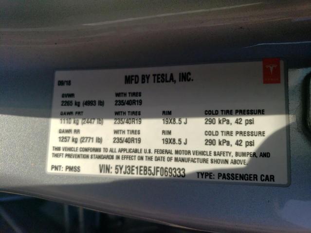 5YJ3E1EB5JF069333 Tesla MODEL 3