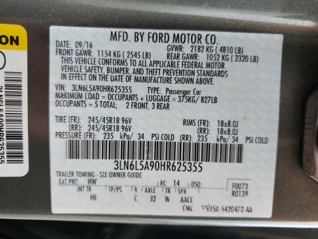 2017 LINCOLN MKZ PREMIE 3LN6L5A90HR625355