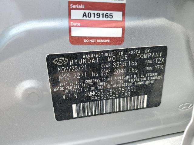 2022 HYUNDAI IONIQ BLUE - KMHC65LCXNU281511