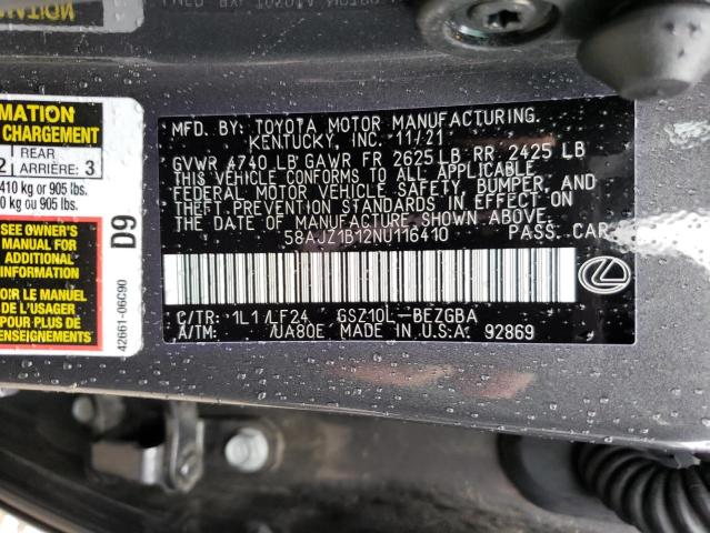 2022 LEXUS ES 350 F-S - 58AJZ1B12NU116410