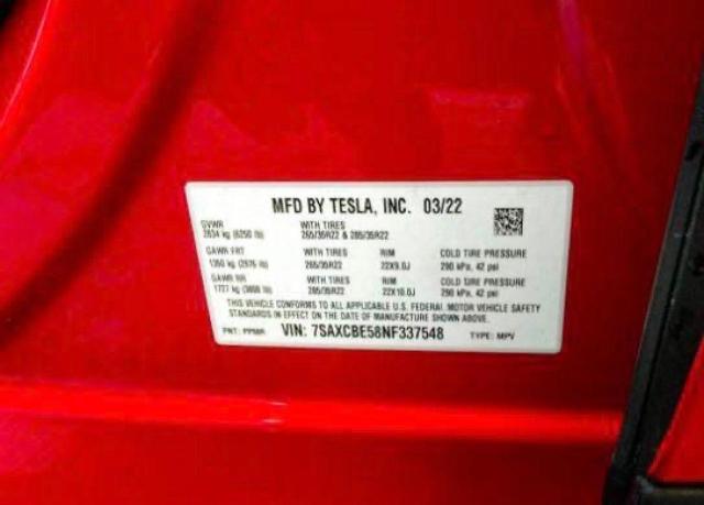 7SAXCBE58NF337548 Tesla MODEL X