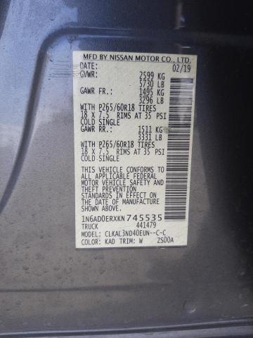 1N6AD0ERXKN745535 Nissan FRONTIER S