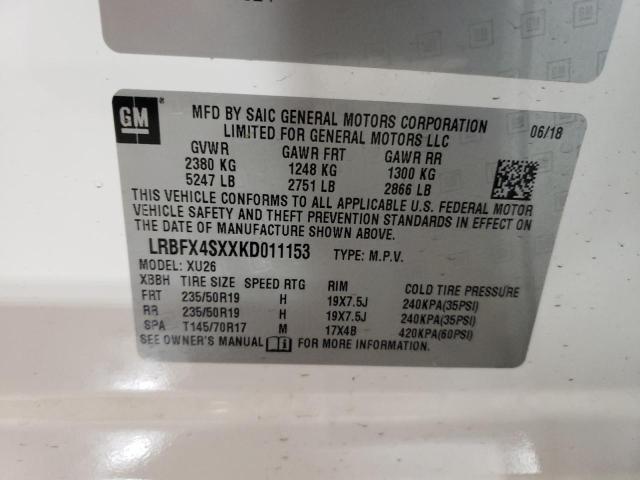 2019 BUICK ENVISION P - LRBFX4SXXKD011153