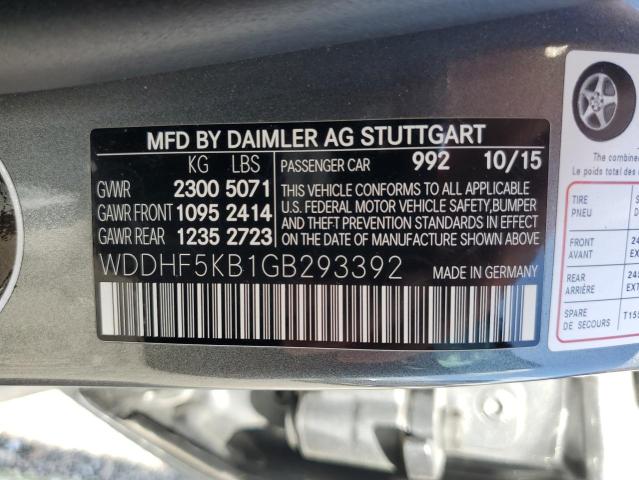 WDDHF5KB1GB293392 2016 MERCEDES-BENZ E-CLASS, photo no. 12