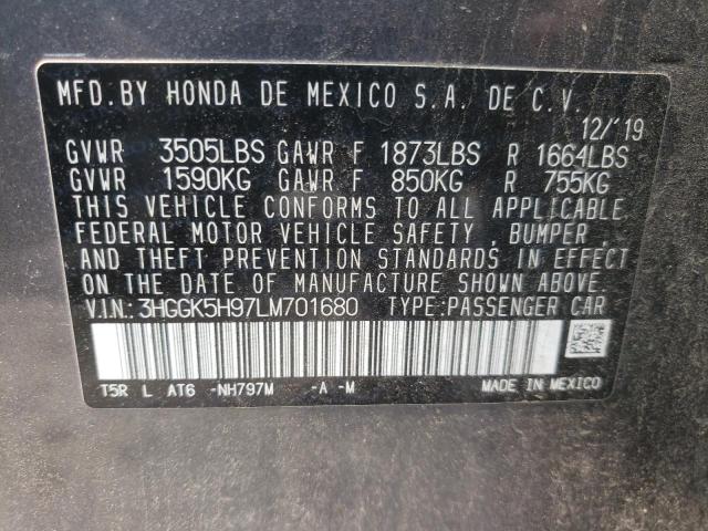 2020 HONDA FIT EXL - 3HGGK5H97LM701680