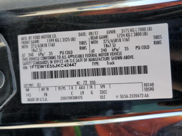 1FTEW1E55JKC42447 Ford F150 Supercrew