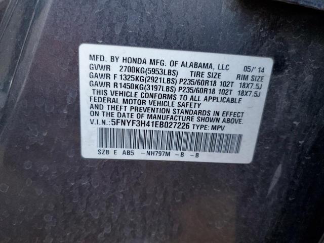 Honda Pilot Ex 2014 5FNYF3H41EB027226 Image 13