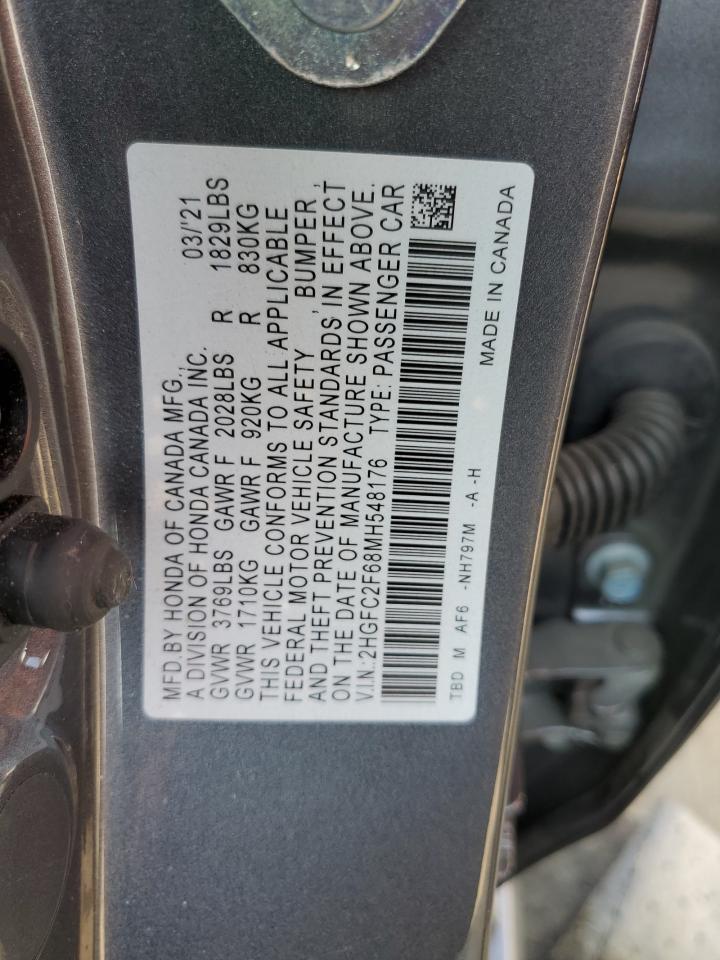 2HGFC2F68MH548176 HONDA CIVIC 2021