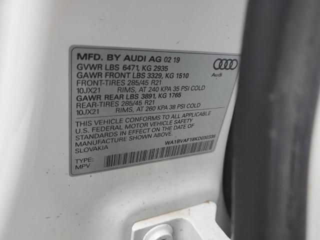 2019 AUDI Q8 PREMIUM - WA1BVAF18KD030336