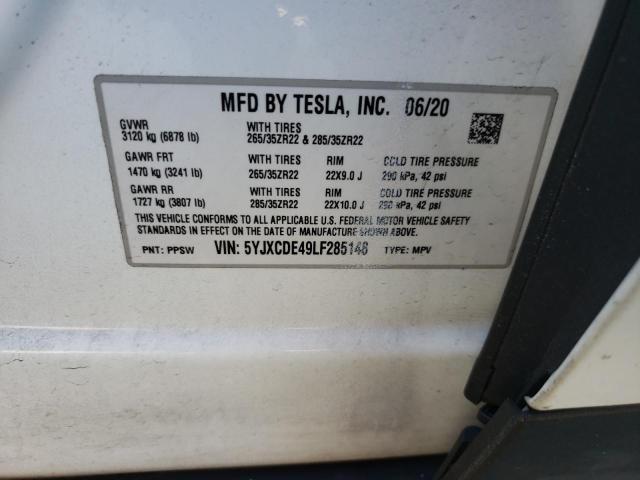 5YJXCDE49LF285148 | 2020 Tesla model x