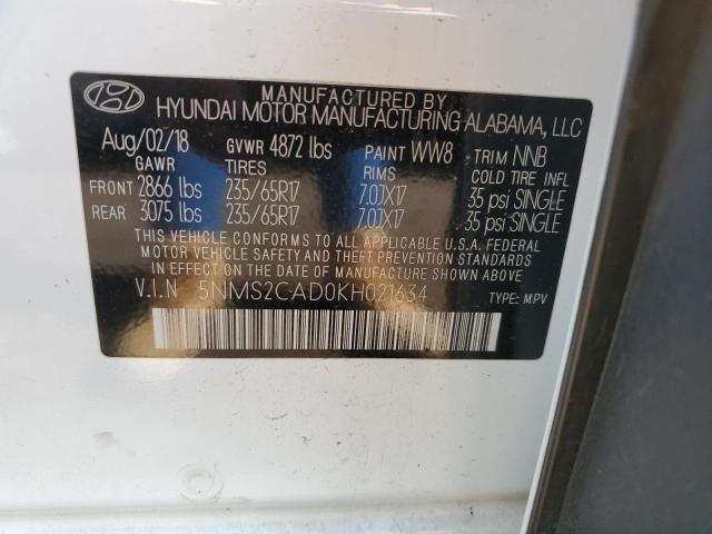 5NMS2CAD0KH021634 Hyundai Santa Fe Se